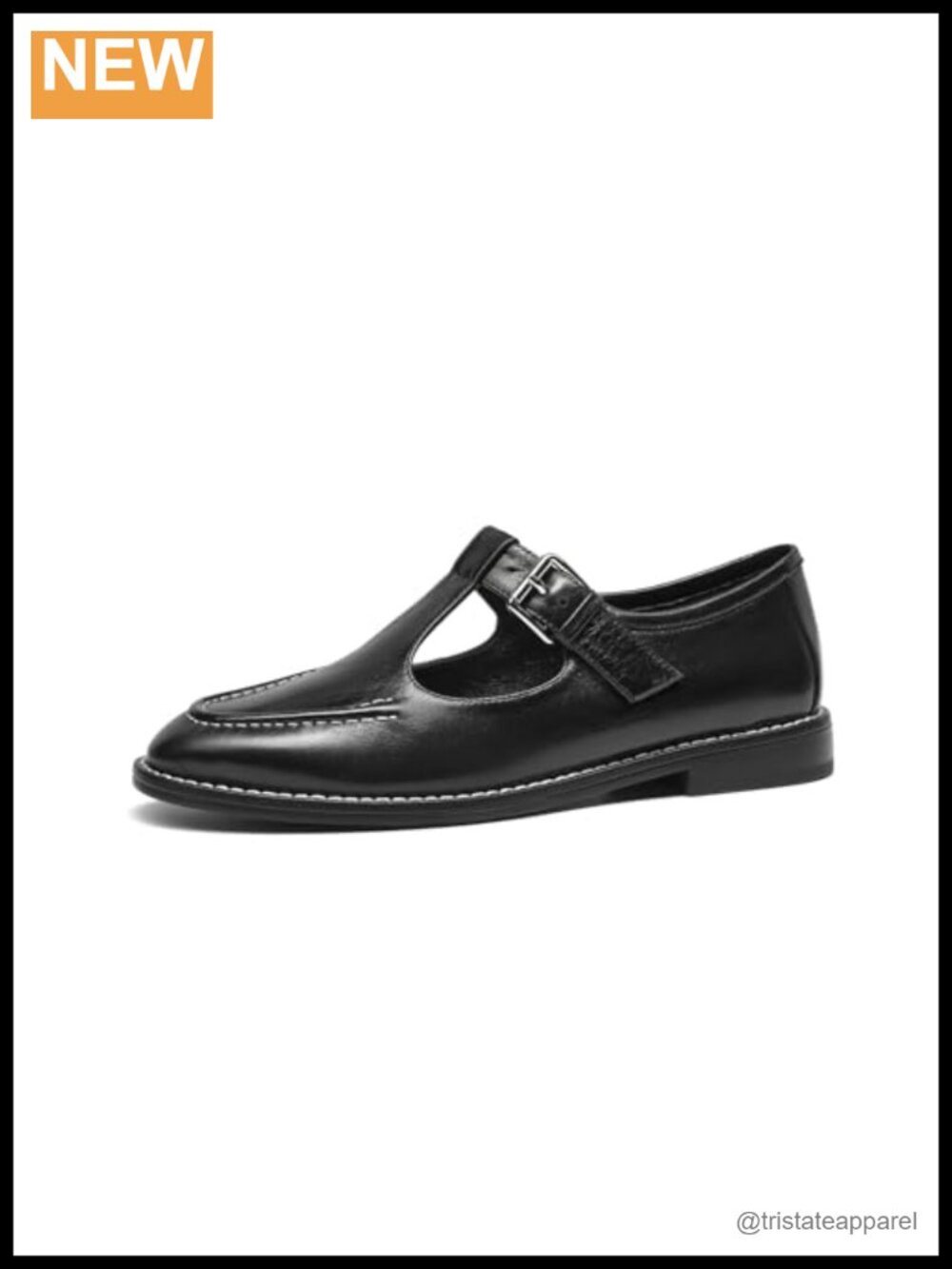 Lambskin Leather Mary Jane Flats T-Strap Buckle Comfortable Business Casual